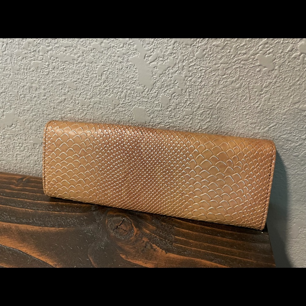 Big Buddha camel brown snakeskin wallet/clutch